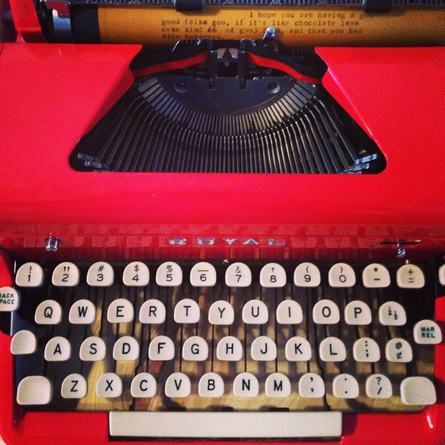 Red 1950s Royal typewriter